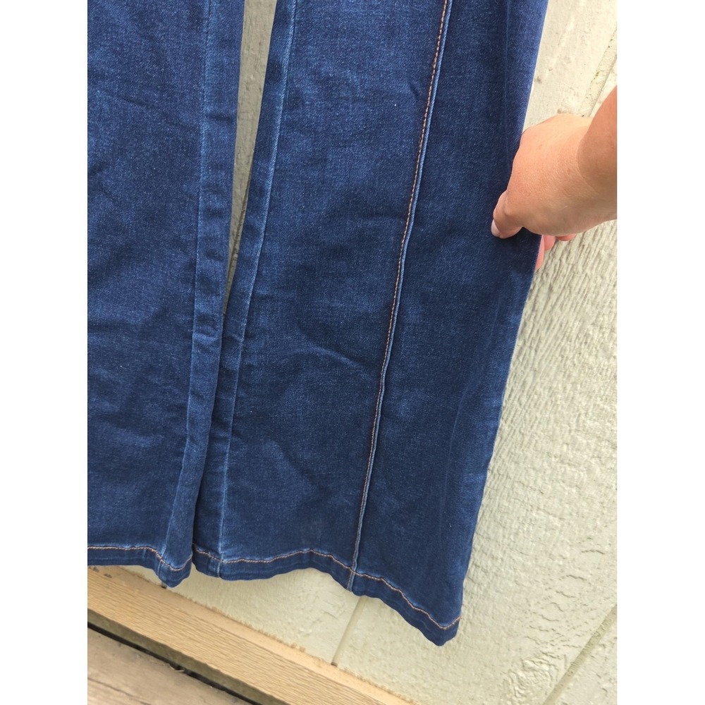 We The Free People Crvy Sydney Denim High Neck Retro Boho Baddie 10 Stretch Blue - Picture 5 of 8